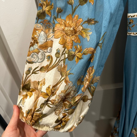 Zimmermann Teal and Gold Floral Long Sleeve Dress, Chintz, $880 - Picture 7 of 9